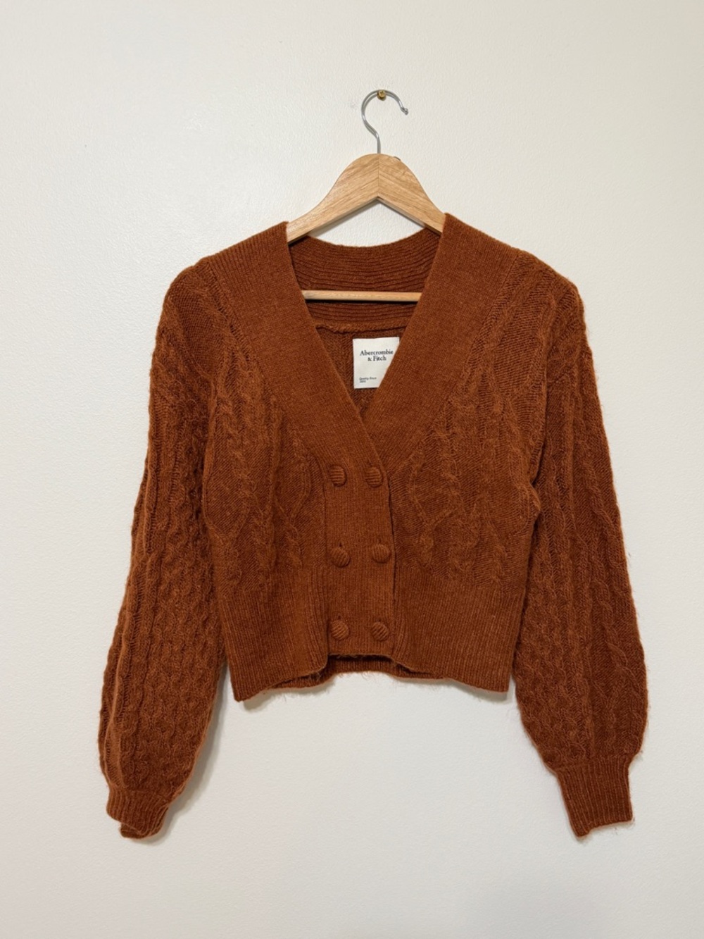 Abercrombie & Fitch Cardigan Sweater Size XS Oversized Cable Knit Fall
